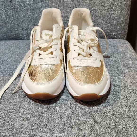 Michael Kors Jasmine Trainer sneakers White and Gold Nwt - Picture 4 of 7